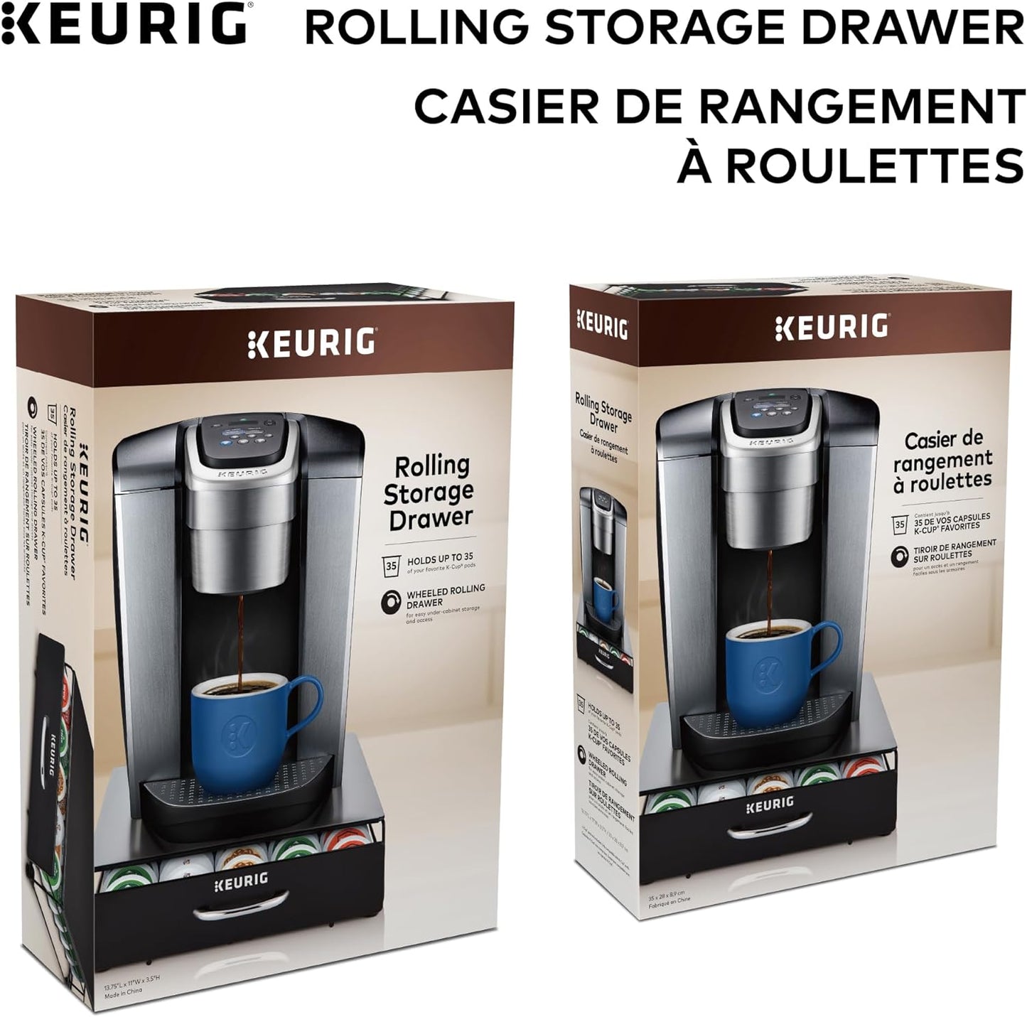 Keurig Under Brewer Storage Drawer, Coffee Pod Storage, Holds Upto 35 Keurig K-Cup Pods, Black