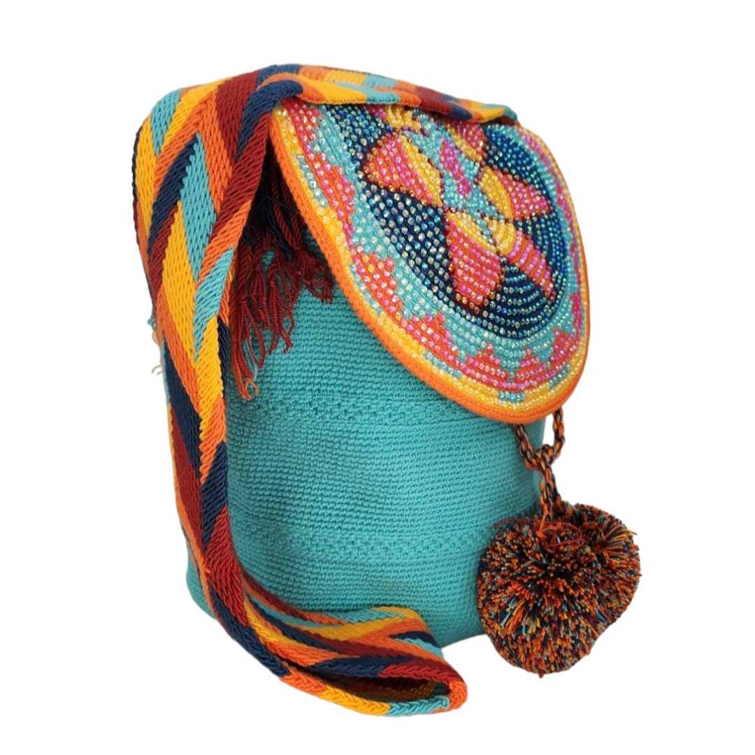 Wayuu Backpack with cover 100% Colombian Handmade, Artisanal Product, Travel backpack, Beach Crossbody Unique Design, Variety of Colors
