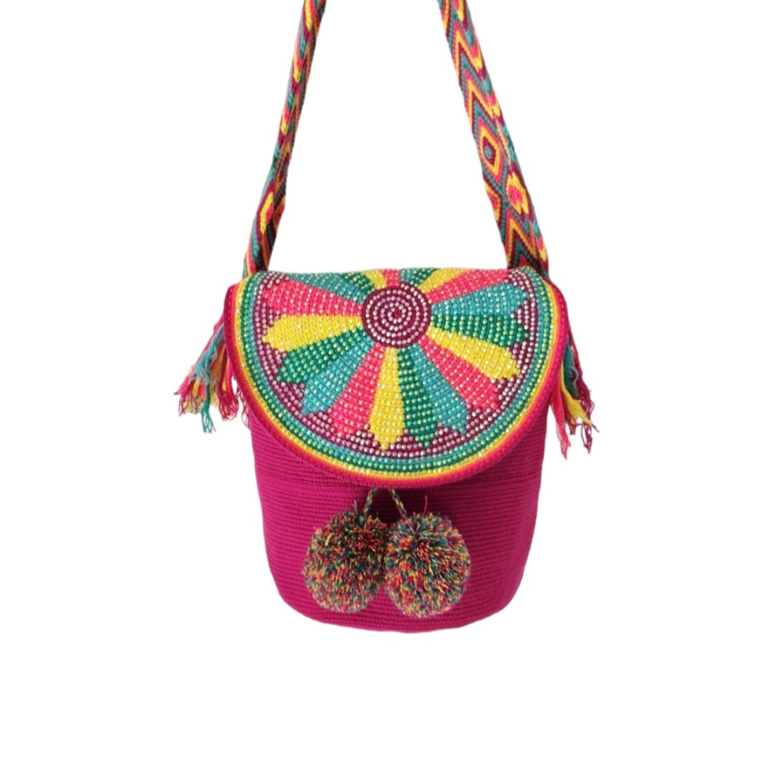 Wayuu Backpack with cover 100% Colombian Handmade, Artisanal Product, Travel backpack, Beach Crossbody Unique Design, Variety of Colors