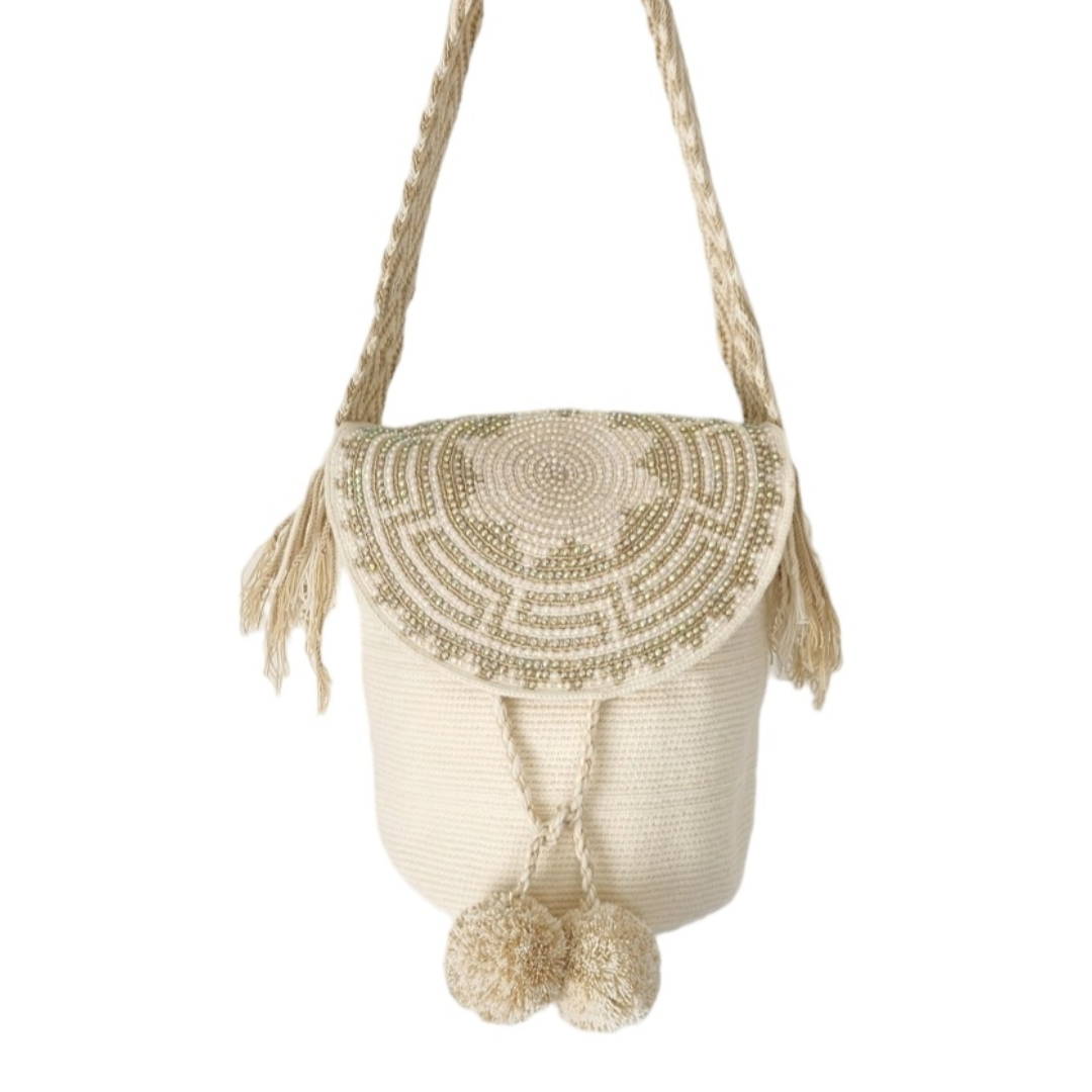 Wayuu Backpack with cover 100% Colombian Handmade, Artisanal Product, Travel backpack, Beach Crossbody Unique Design, Variety of Colors