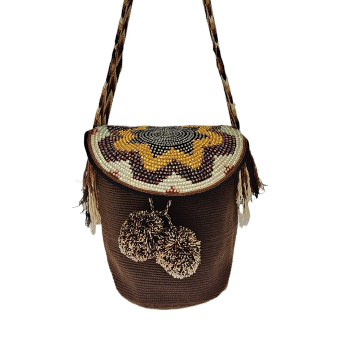 Wayuu Backpack with cover 100% Colombian Handmade, Artisanal Product, Travel backpack, Beach Crossbody Unique Design, Variety of Colors