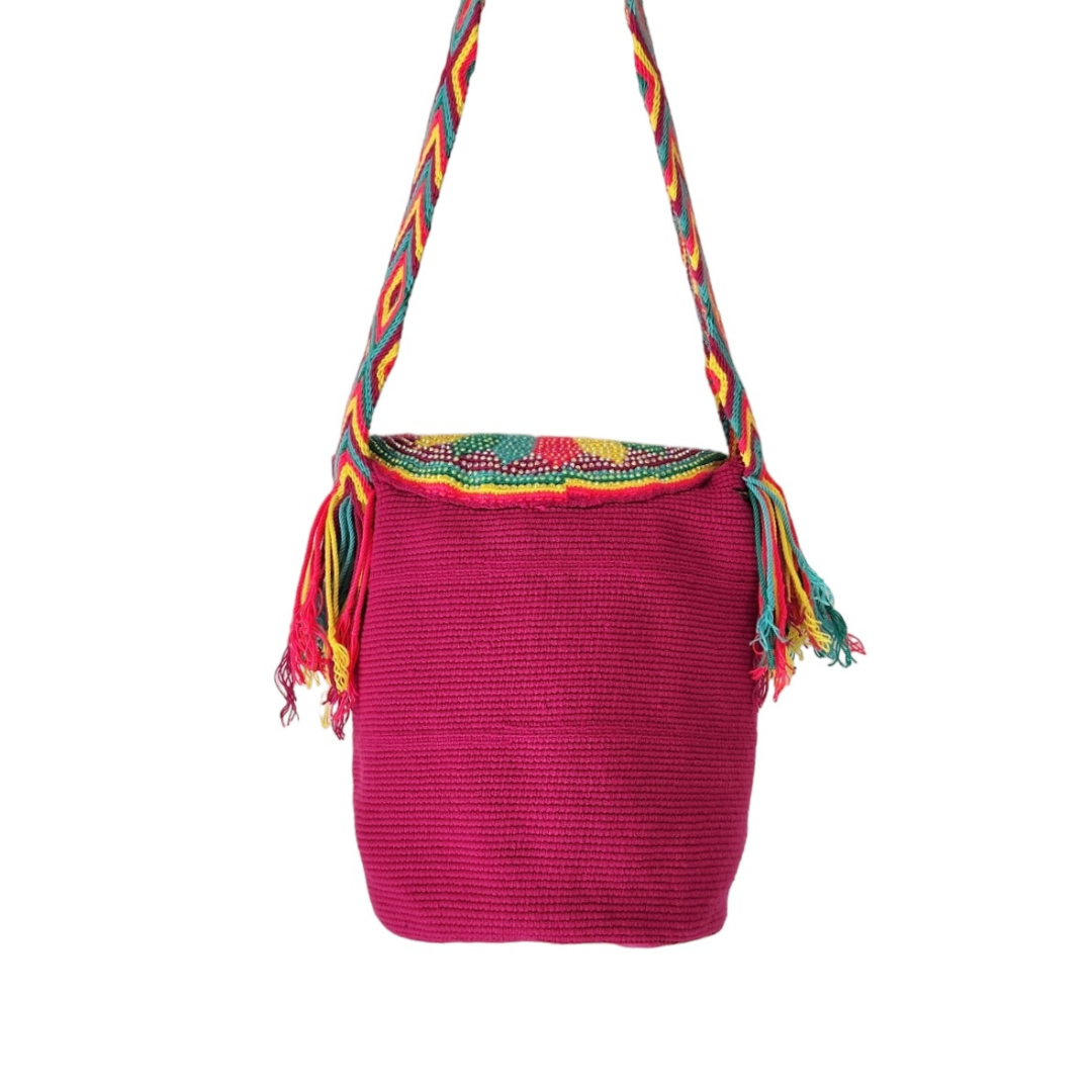 Wayuu Backpack with cover 100% Colombian Handmade, Artisanal Product, Travel backpack, Beach Crossbody Unique Design, Variety of Colors
