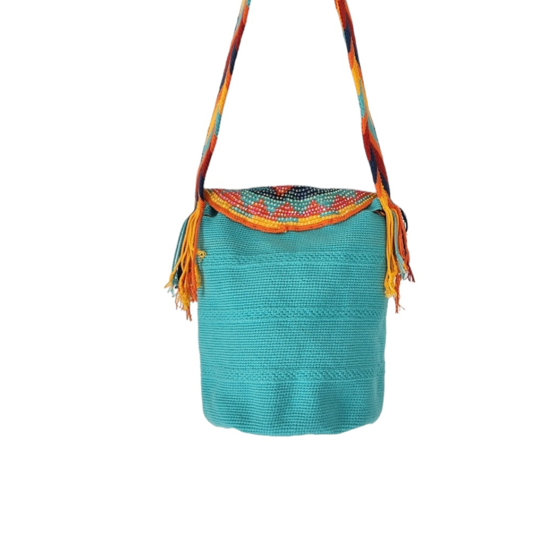 Wayuu Backpack with cover 100% Colombian Handmade, Artisanal Product, Travel backpack, Beach Crossbody Unique Design, Variety of Colors