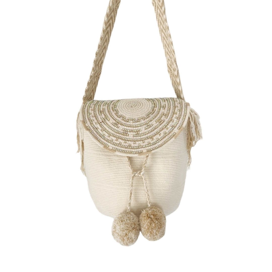 Wayuu Backpack with cover 100% Colombian Handmade, Artisanal Product, Travel backpack, Beach Crossbody Unique Design, Variety of Colors