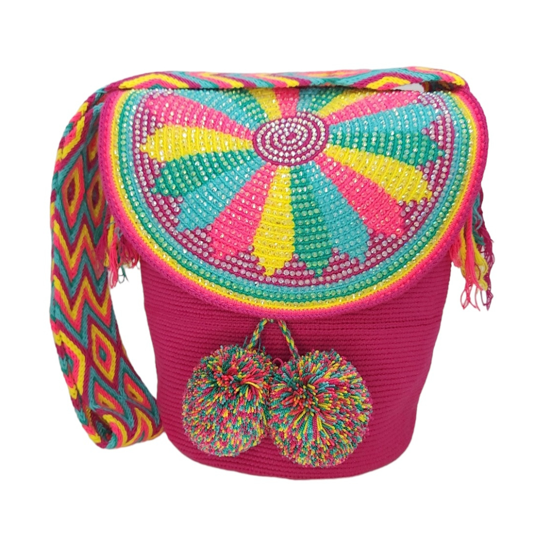Wayuu Backpack with cover 100% Colombian Handmade, Artisanal Product, Travel backpack, Beach Crossbody Unique Design, Variety of Colors