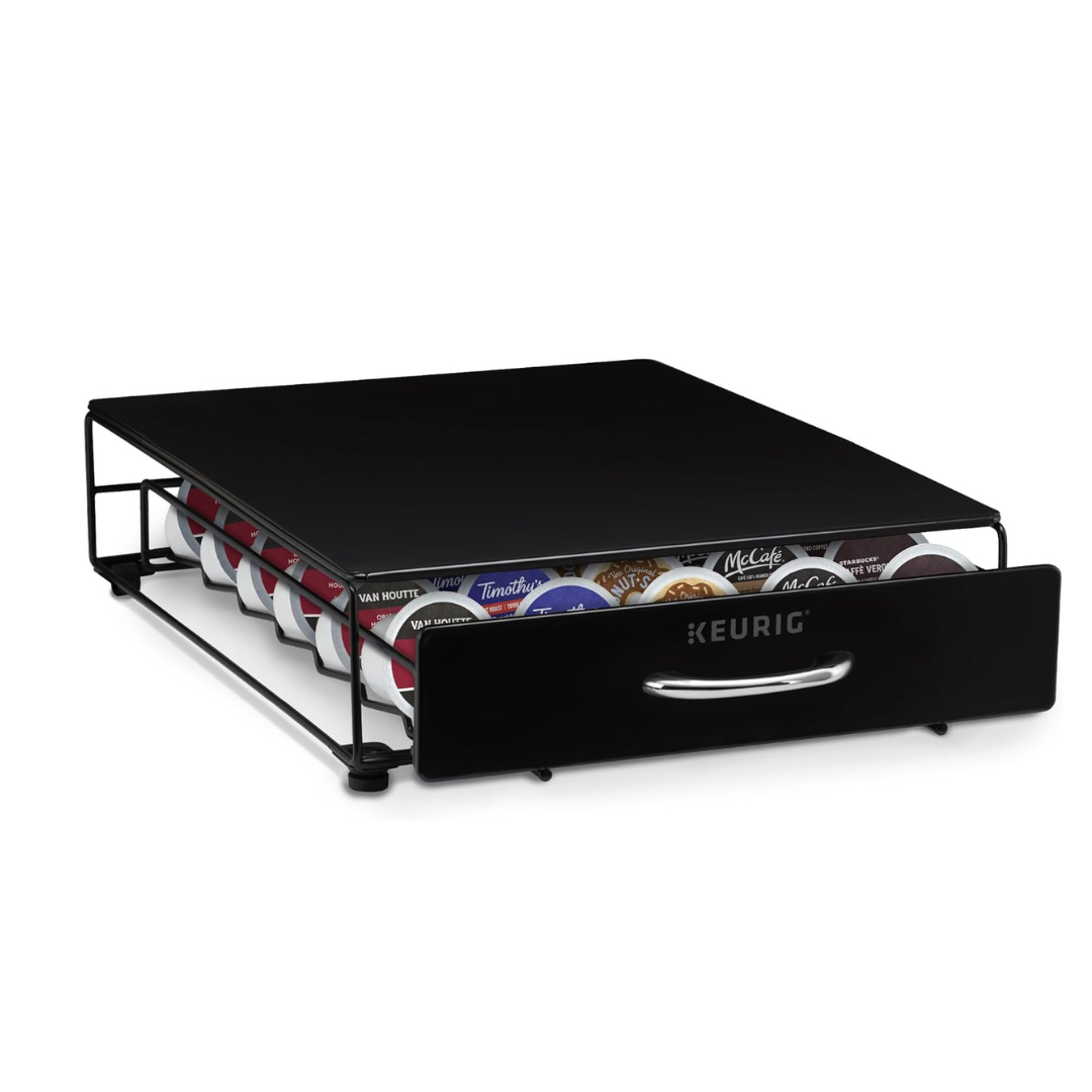 Keurig Under Brewer Storage Drawer, Coffee Pod Storage, Holds Upto 35 Keurig K-Cup Pods, Black