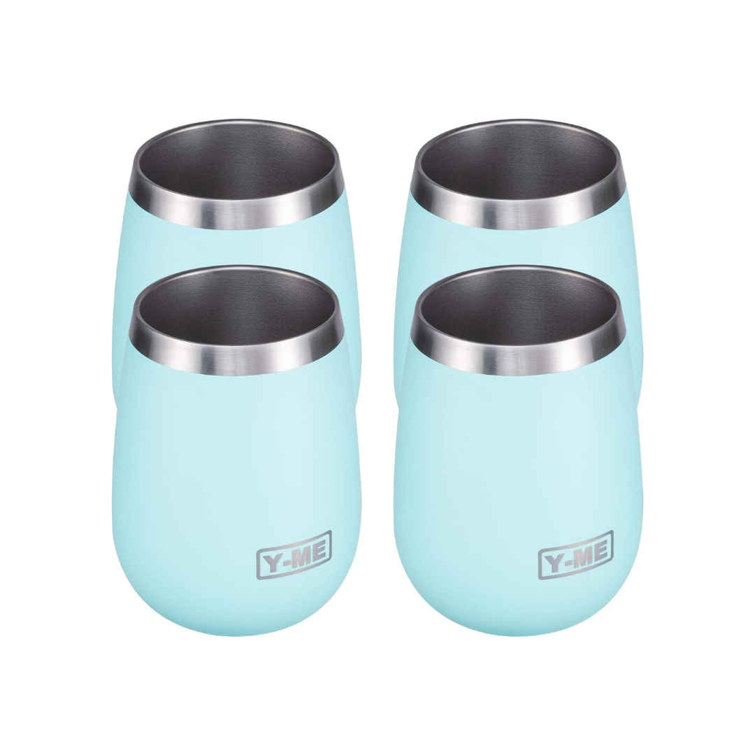 Stainless Steel Wine Tumbler Insulated,10oz Wine Tumbler with Lid Double Wall,Wine Cup with Lid for Coffee,Cocktails,Drinks(4 PCS)