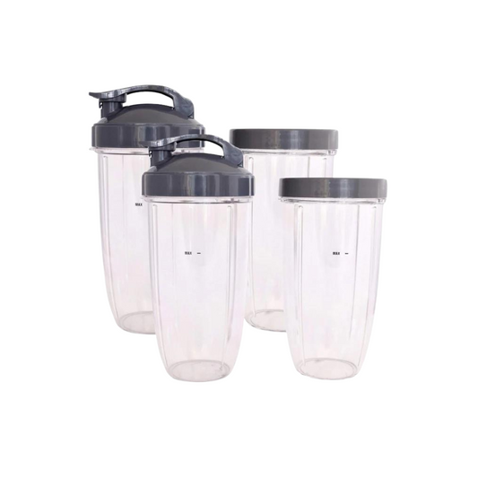 FOUR (4) Cups for NUTRIBULLET 32 oz. Tall with Flip Top & Li