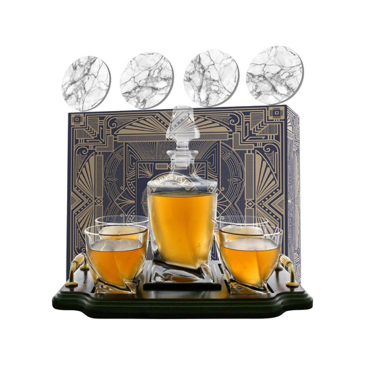 Krown Kitchen Crystal Whiskey Decanter Set w/ 4pcs Liquor Scotch