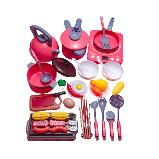 Pretend Play Kitchen Toy with Cookware Steam Pressure Pot and Electronic Induction