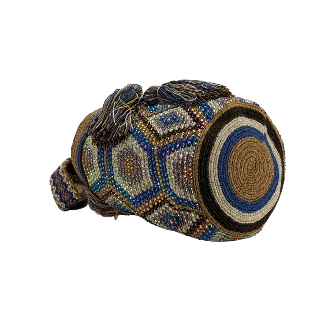 Original Wayuu Mochila Bag For Women, Colombian boho bags, Handmade With Big Nice-Looking Tassels and rhinestones