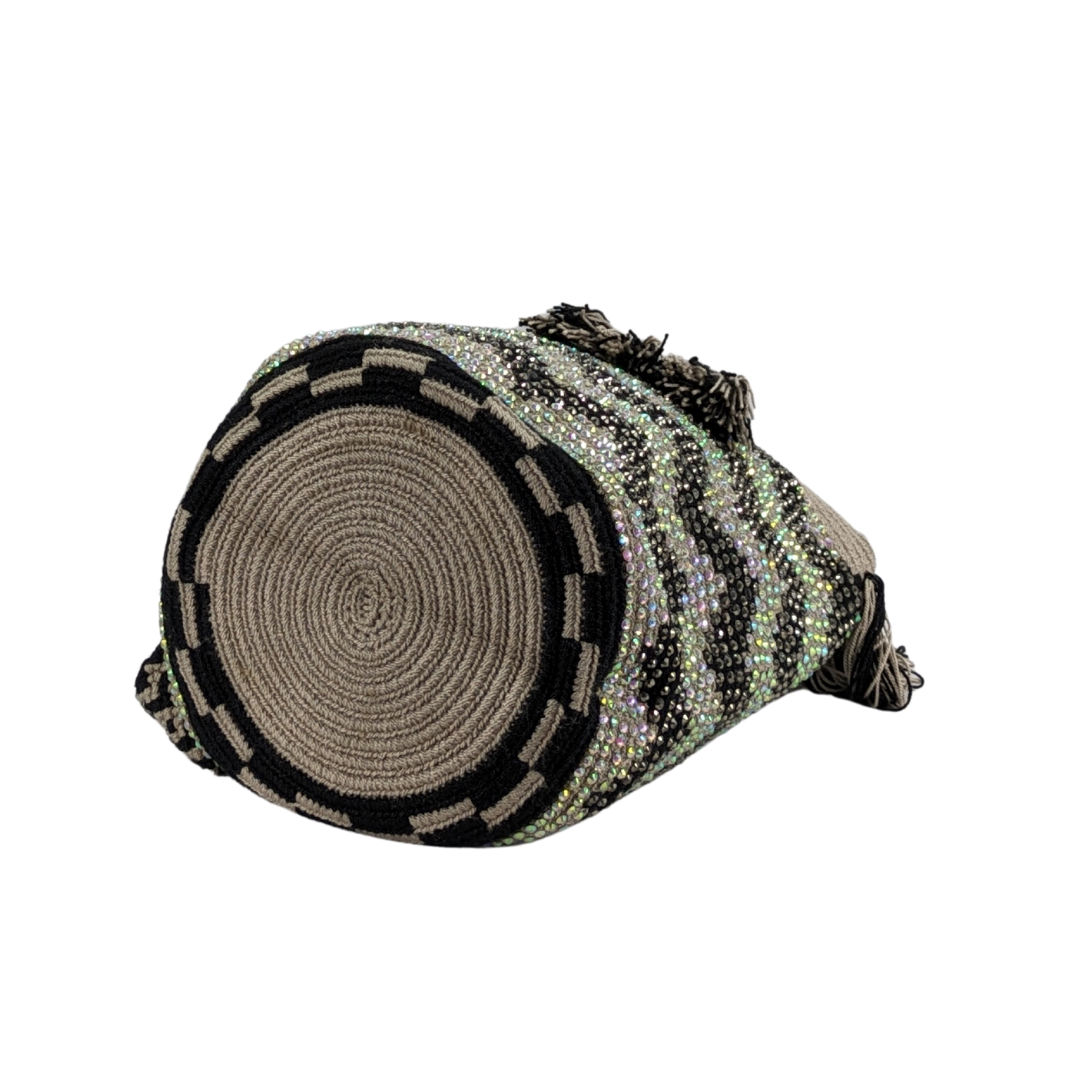 Original Wayuu Mochila Bag For Women, Colombian boho bags, Handmade With Big Nice-Looking Tassels and rhinestones