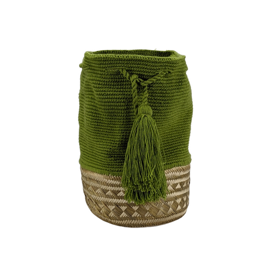 Mochila Wayuu Bag Handwoven by Wayuu Tribe Premium Colombian Bag Design Camel Black Tassels Crossbody Medium Size