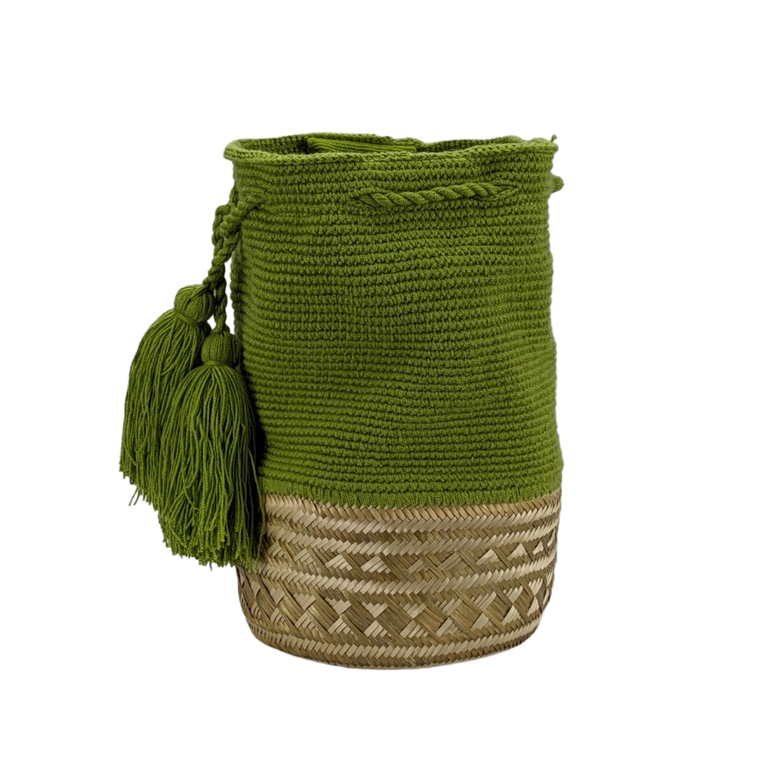 Mochila Wayuu Bag Handwoven by Wayuu Tribe Premium Colombian Bag Design Camel Black Tassels Crossbody Medium Size