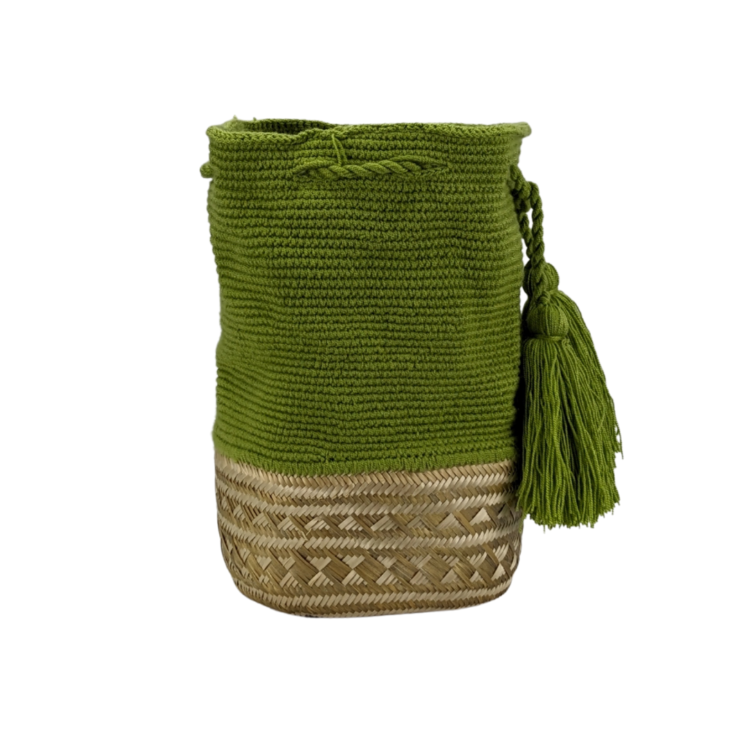 Mochila Wayuu Bag Handwoven by Wayuu Tribe Premium Colombian Bag Design Camel Black Tassels Crossbody Medium Size