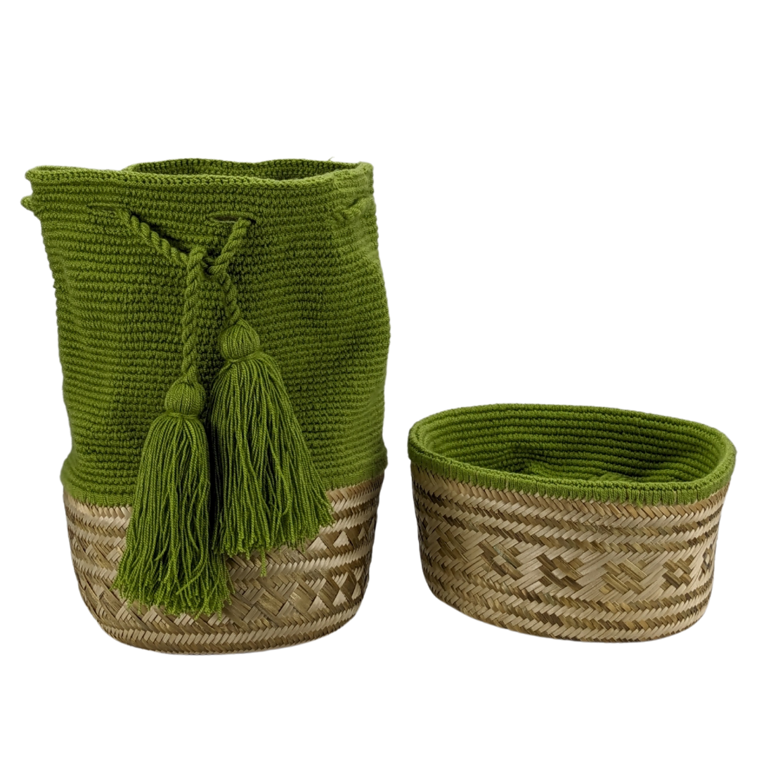 Mochila Wayuu Bag Handwoven by Wayuu Tribe Premium Colombian Bag Design Camel Black Tassels Crossbody Medium Size