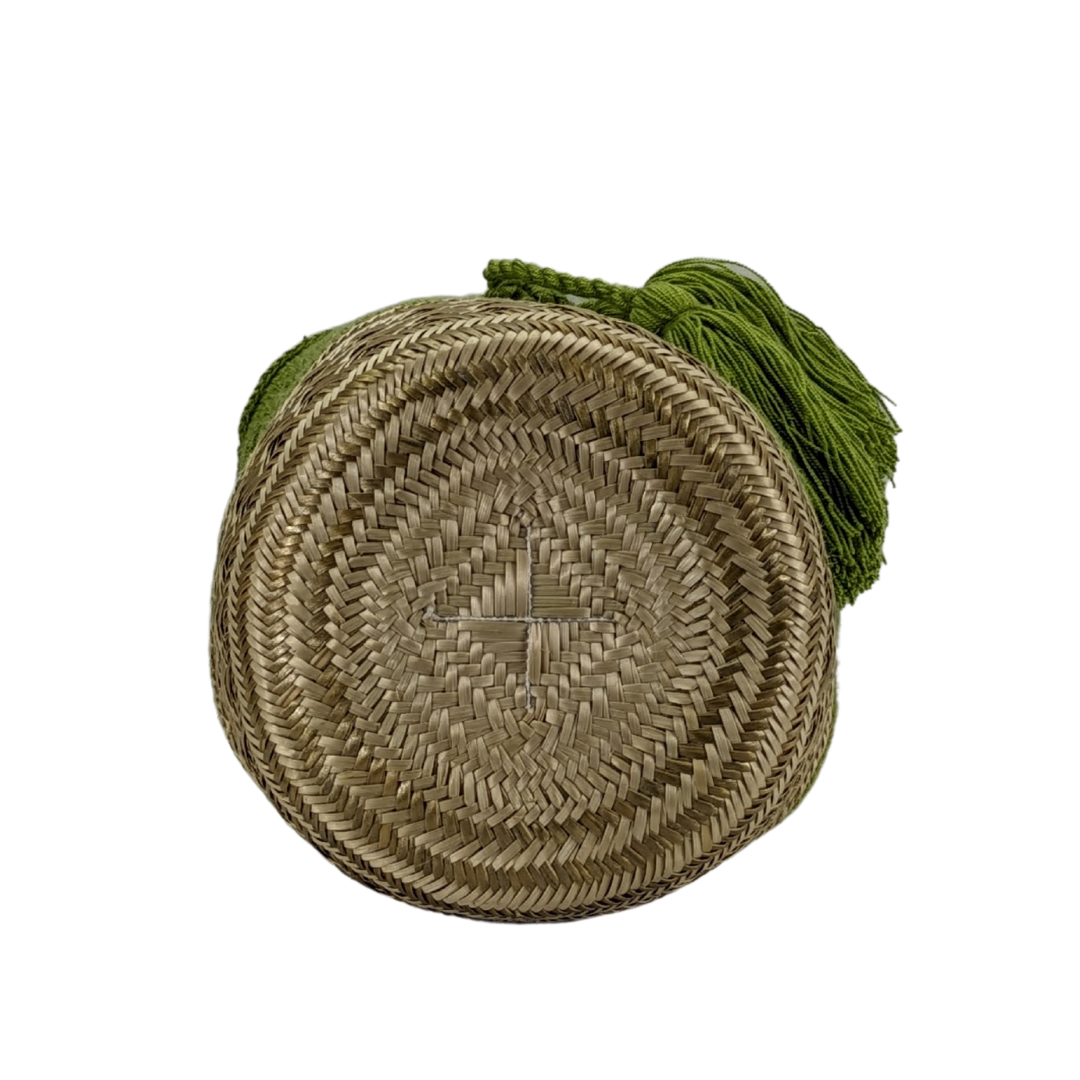 Mochila Wayuu Bag Handwoven by Wayuu Tribe Premium Colombian Bag Design Camel Black Tassels Crossbody Medium Size