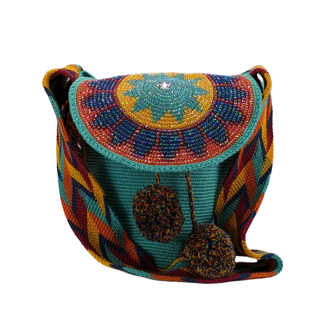 Wayuu Backpack with cover 100% Colombian Handmade, Artisanal Product, Travel backpack, Beach Crossbody Unique Design, Variety of Colors