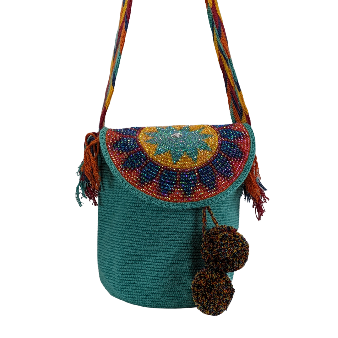 Wayuu Backpack with cover 100% Colombian Handmade, Artisanal Product, Travel backpack, Beach Crossbody Unique Design, Variety of Colors