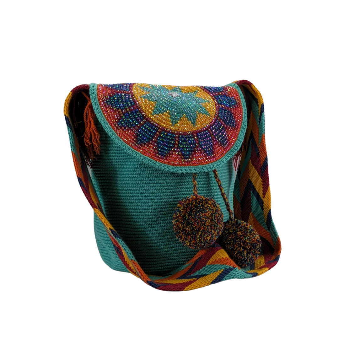 Wayuu Backpack with cover 100% Colombian Handmade, Artisanal Product, Travel backpack, Beach Crossbody Unique Design, Variety of Colors