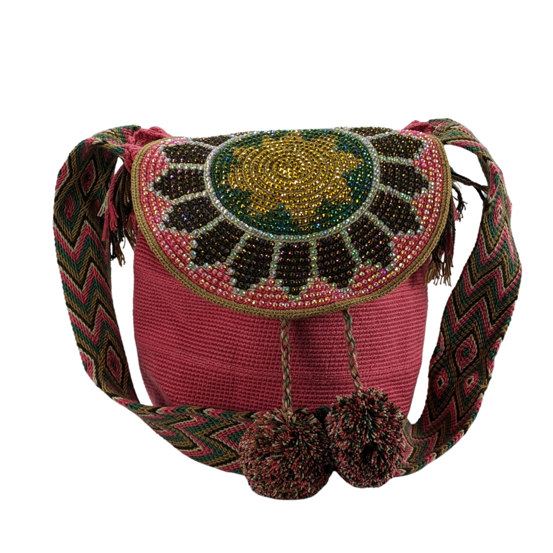 Wayuu Backpack with cover 100% Colombian Handmade, Artisanal Product, Travel backpack, Beach Crossbody Unique Design, Variety of Colors