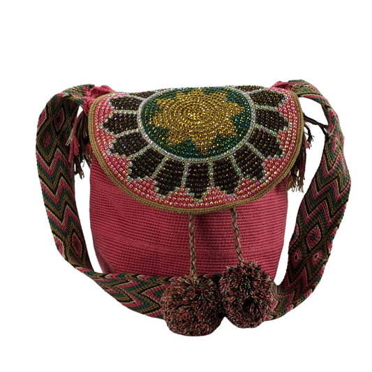 Wayuu Backpack with cover 100% Colombian Handmade, Artisanal Product, Travel backpack, Beach Crossbody Unique Design, Variety of Colors