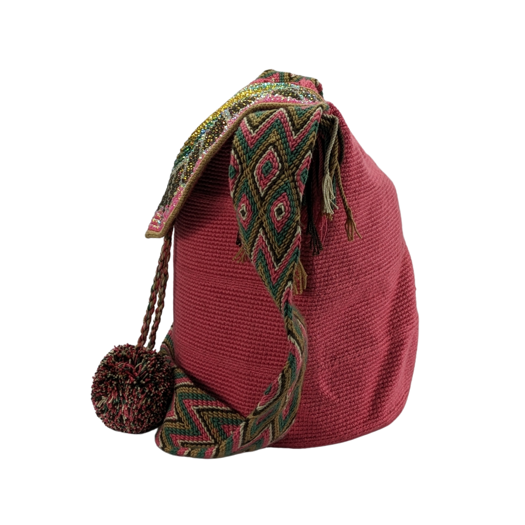 Wayuu Backpack with cover 100% Colombian Handmade, Artisanal Product, Travel backpack, Beach Crossbody Unique Design, Variety of Colors