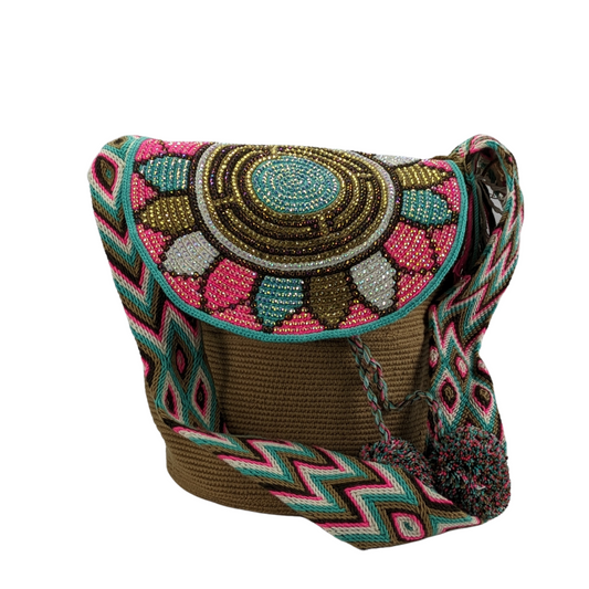 Wayuu Backpack with cover 100% Colombian Handmade, Artisanal Product, Travel backpack, Beach Crossbody Unique Design, Variety of Colors