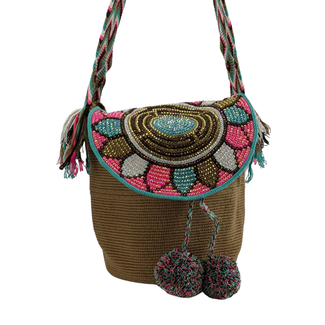 Wayuu Backpack with cover 100% Colombian Handmade, Artisanal Product, Travel backpack, Beach Crossbody Unique Design, Variety of Colors