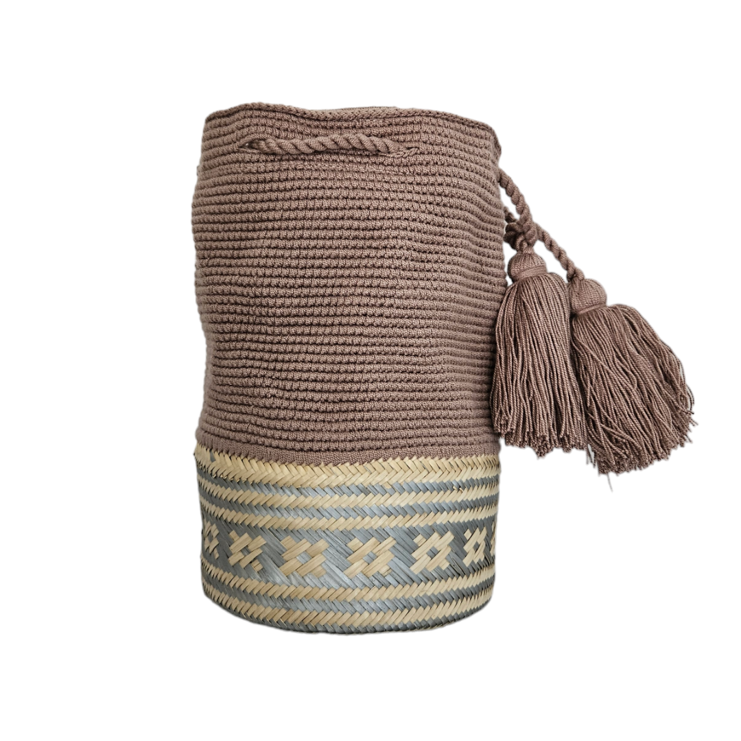 Wayuu Colombian Bag Mochila Women Handmade Basket Design Big Tassels Crossbody Medium Size