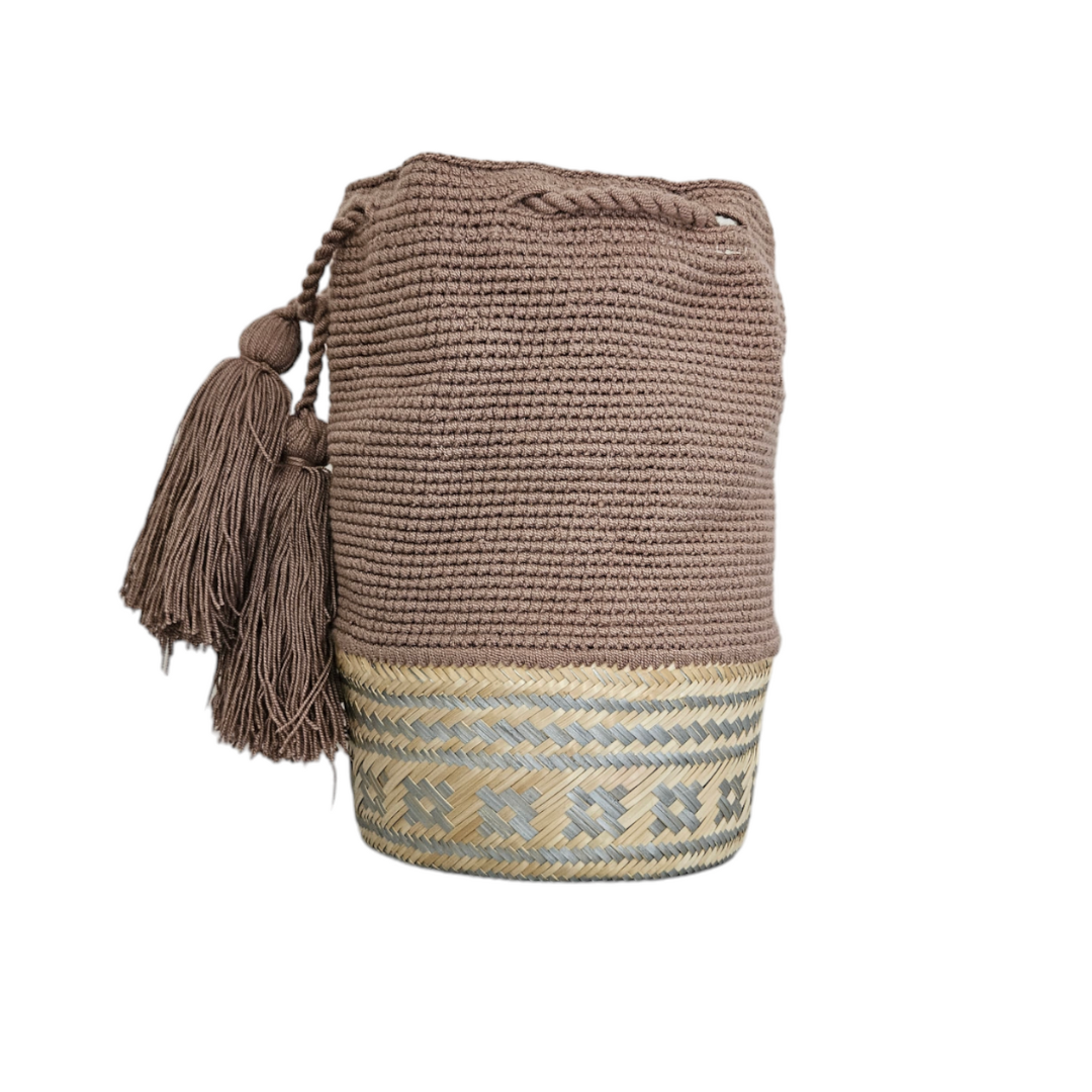 Wayuu Colombian Bag Mochila Women Handmade Basket Design Big Tassels Crossbody Medium Size