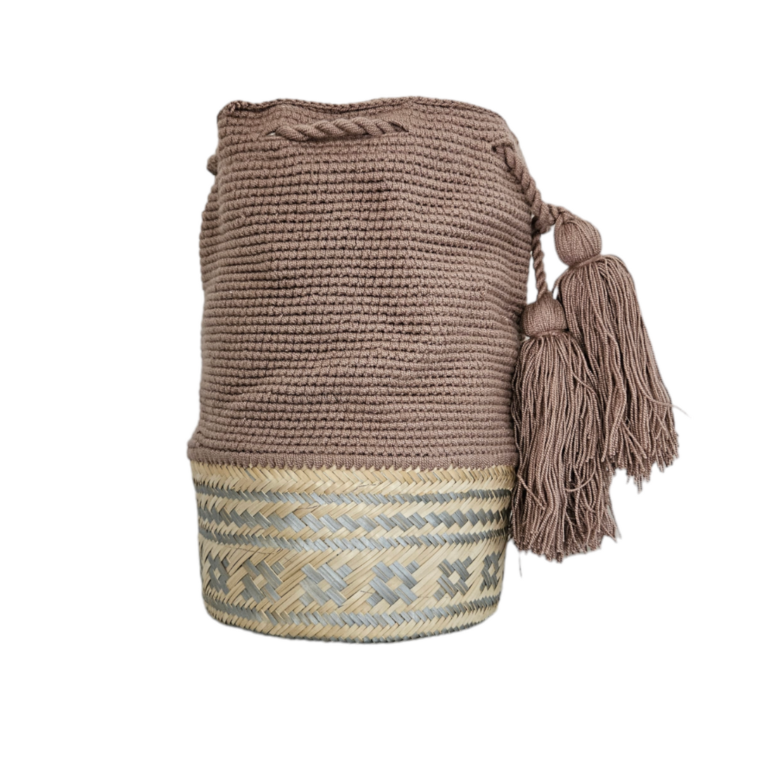 Wayuu Colombian Bag Mochila Women Handmade Basket Design Big Tassels Crossbody Medium Size