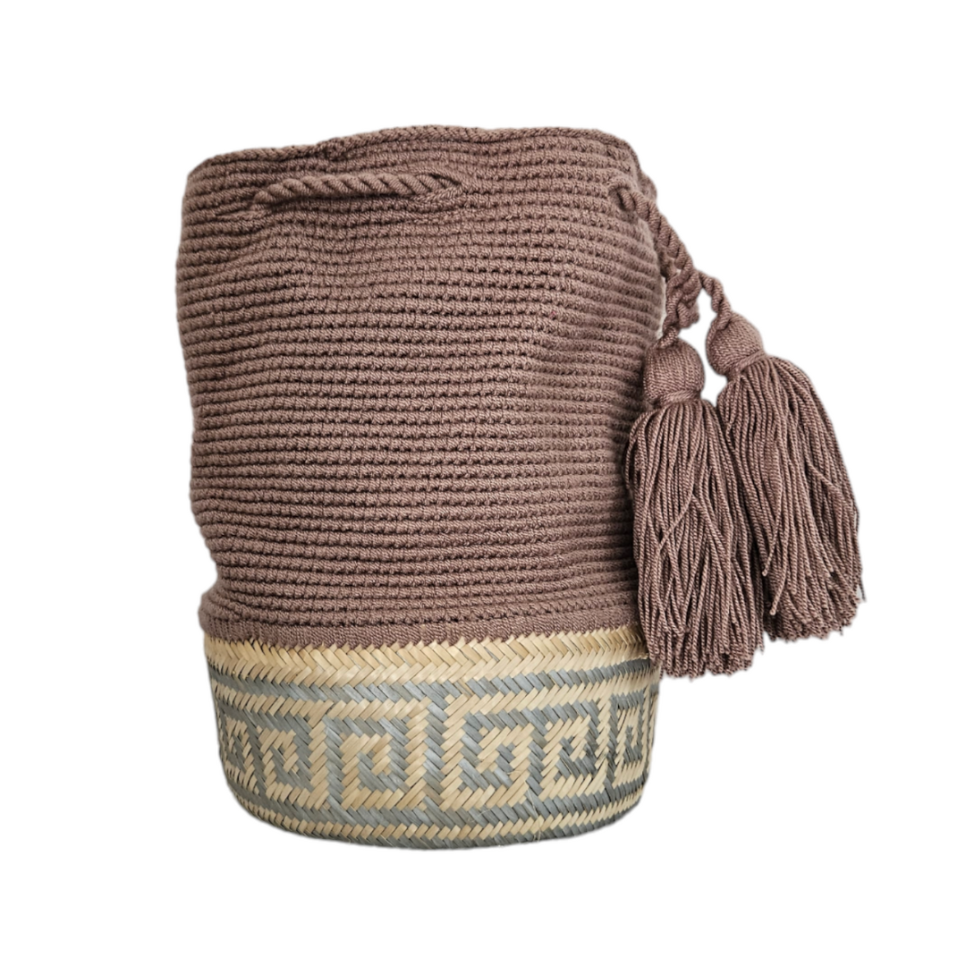 Wayuu Colombian Bag Mochila Women Handmade Basket Design Big Tassels Crossbody Medium Size