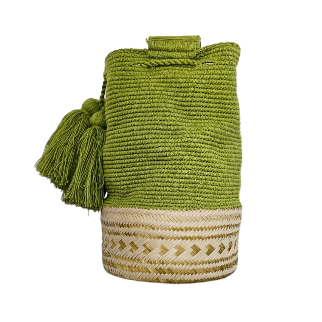 Wayuu Colombian Bag Mochila Women Handmade Basket Design Big Tassels Crossbody Medium Size