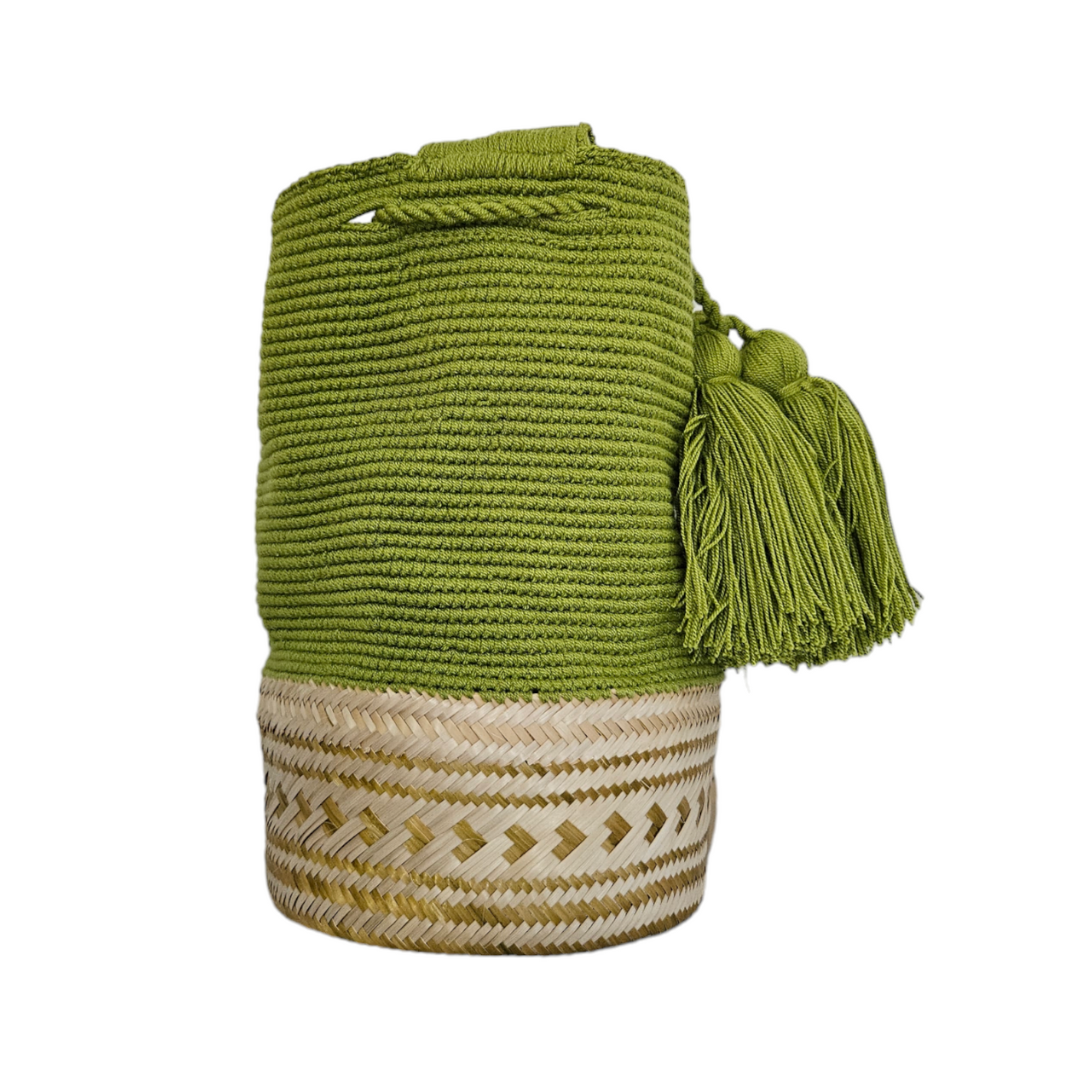 Wayuu Colombian Bag Mochila Women Handmade Basket Design Big Tassels Crossbody Medium Size