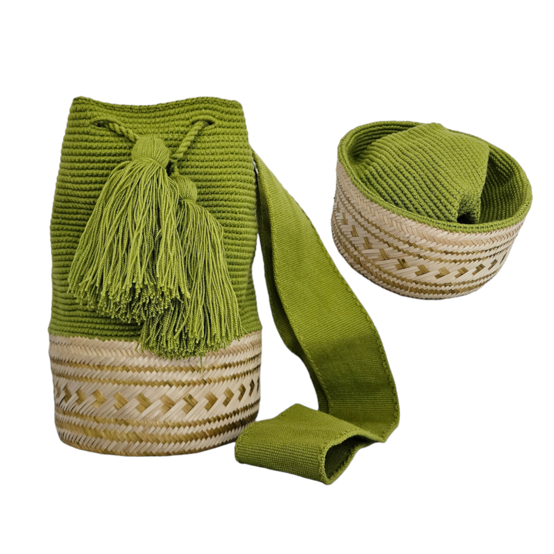 Wayuu Colombian Bag Mochila Women Handmade Basket Design Big Tassels Crossbody Medium Size