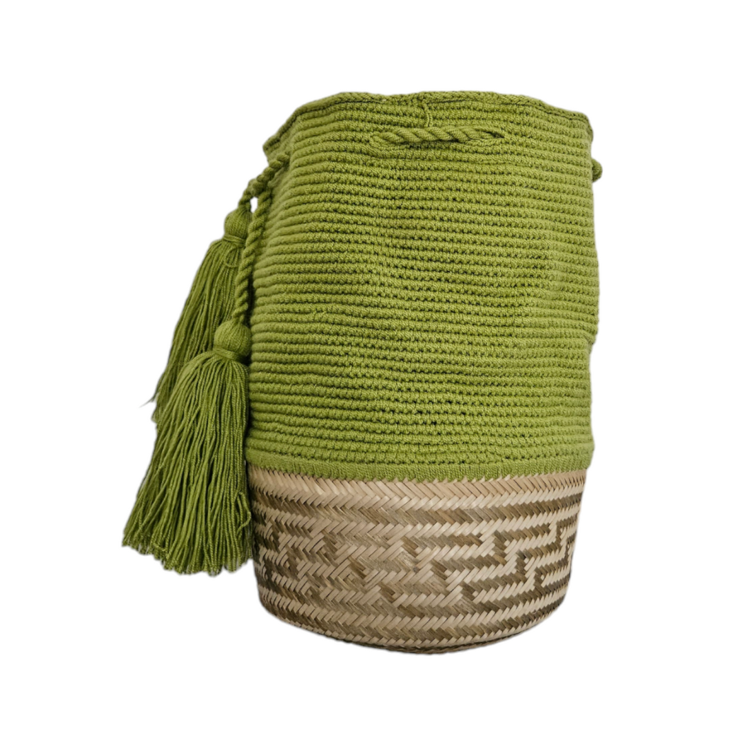 Wayuu Colombian Bag Mochila Women Handmade Basket Design Big Tassels Crossbody Medium Size