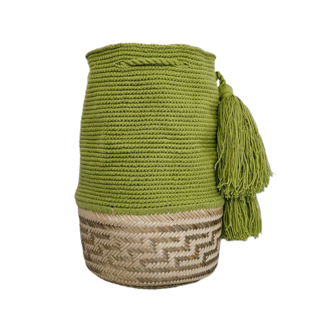 Wayuu Colombian Bag Mochila Women Handmade Basket Design Big Tassels Crossbody Medium Size