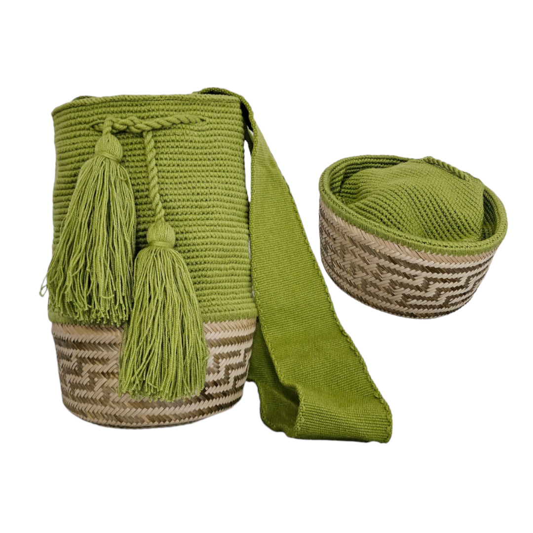 Wayuu Colombian Bag Mochila Women Handmade Basket Design Big Tassels Crossbody Medium Size