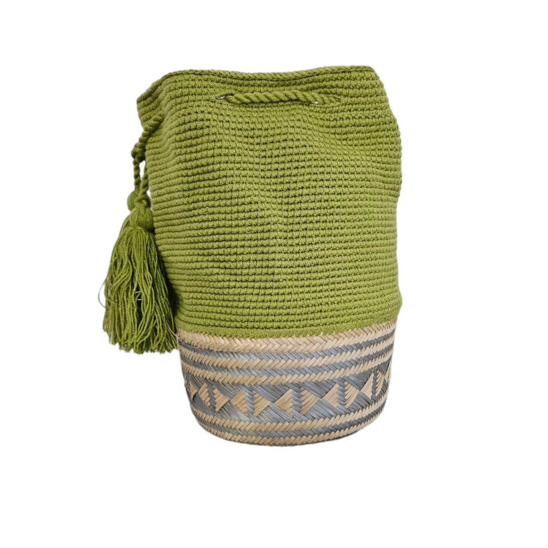 Wayuu Colombian Bag Mochila Women Handmade Basket Design Big Tassels Crossbody Medium Size