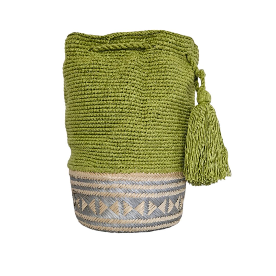 Wayuu Colombian Bag Mochila Women Handmade Basket Design Big Tassels Crossbody Medium Size