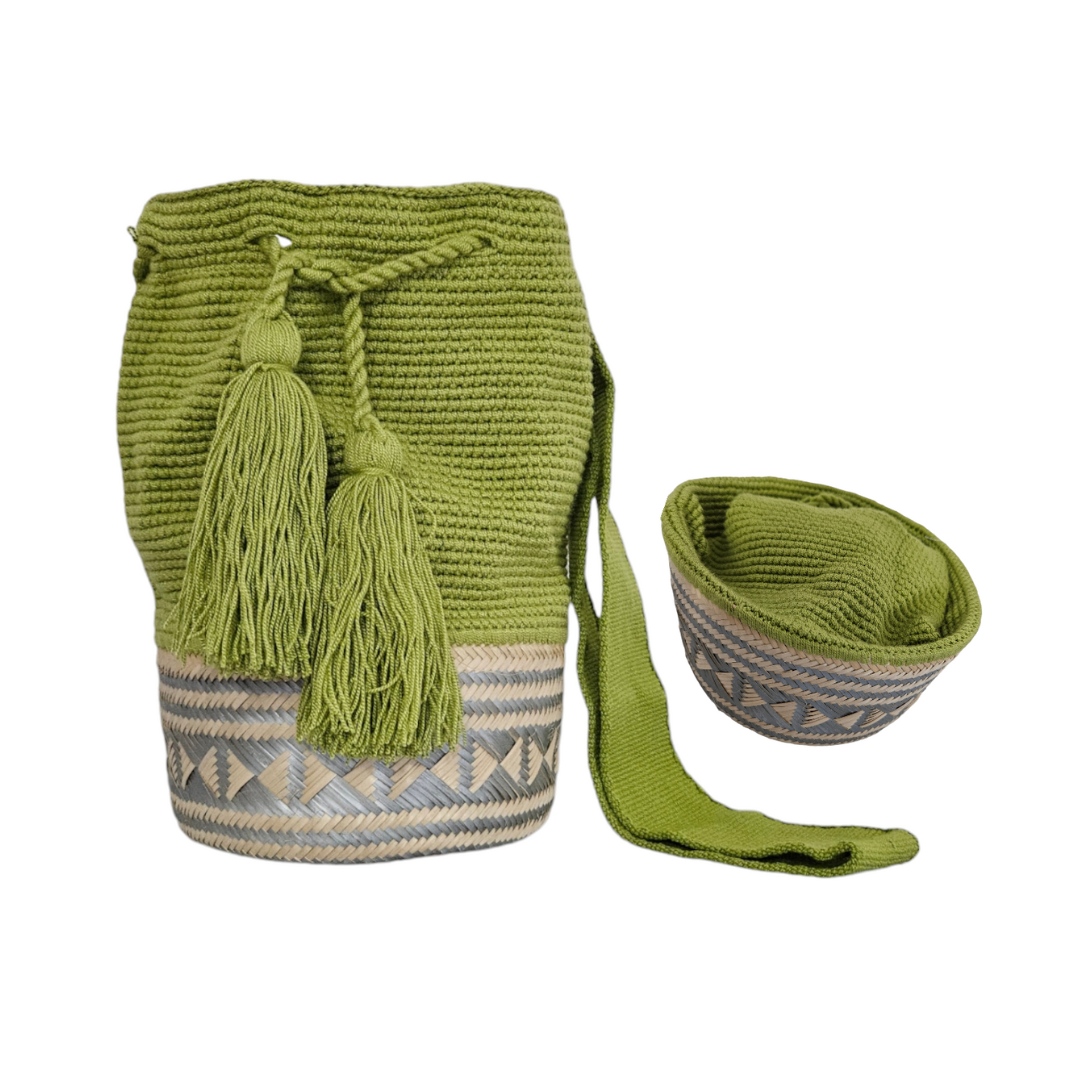 Wayuu Colombian Bag Mochila Women Handmade Basket Design Big Tassels Crossbody Medium Size