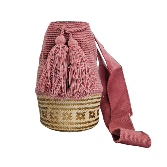 Wayuu Colombian Bag Mochila Women Handmade Basket Design Big Tassels Crossbody Medium Size