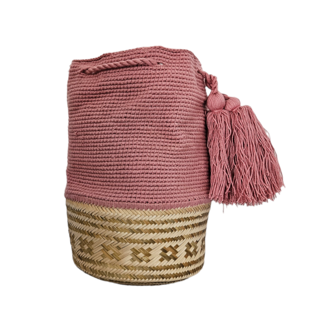 Wayuu Colombian Bag Mochila Women Handmade Basket Design Big Tassels Crossbody Medium Size