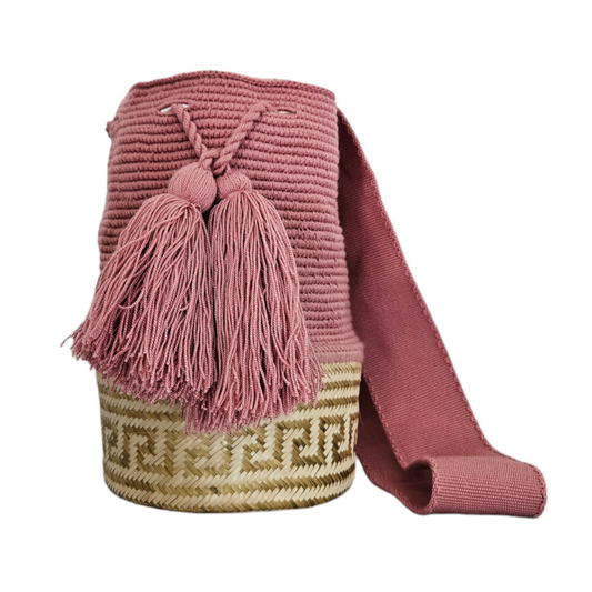 Wayuu Colombian Bag Mochila Women Handmade Basket Design Big Tassels Crossbody Medium Size
