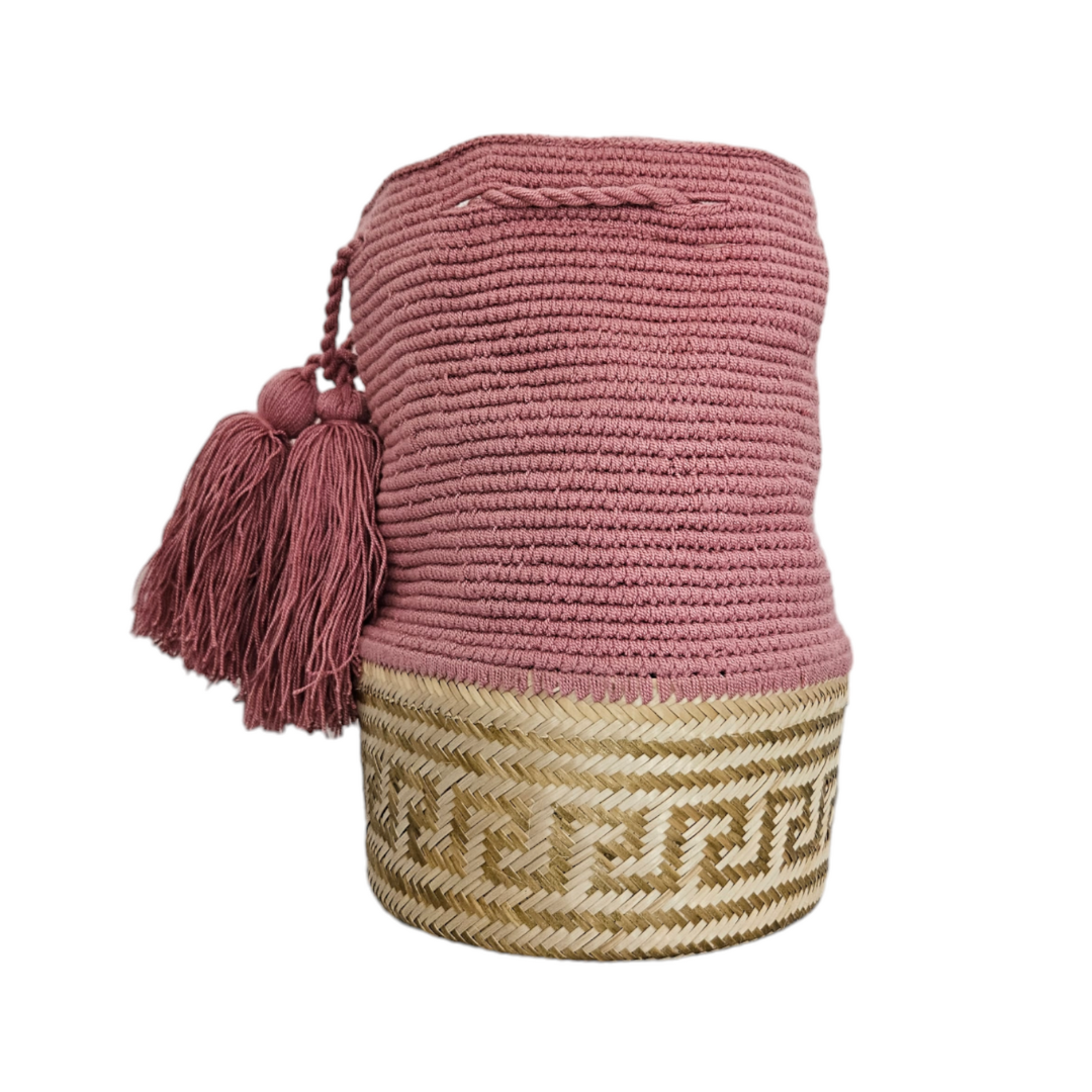 Wayuu Colombian Bag Mochila Women Handmade Basket Design Big Tassels Crossbody Medium Size