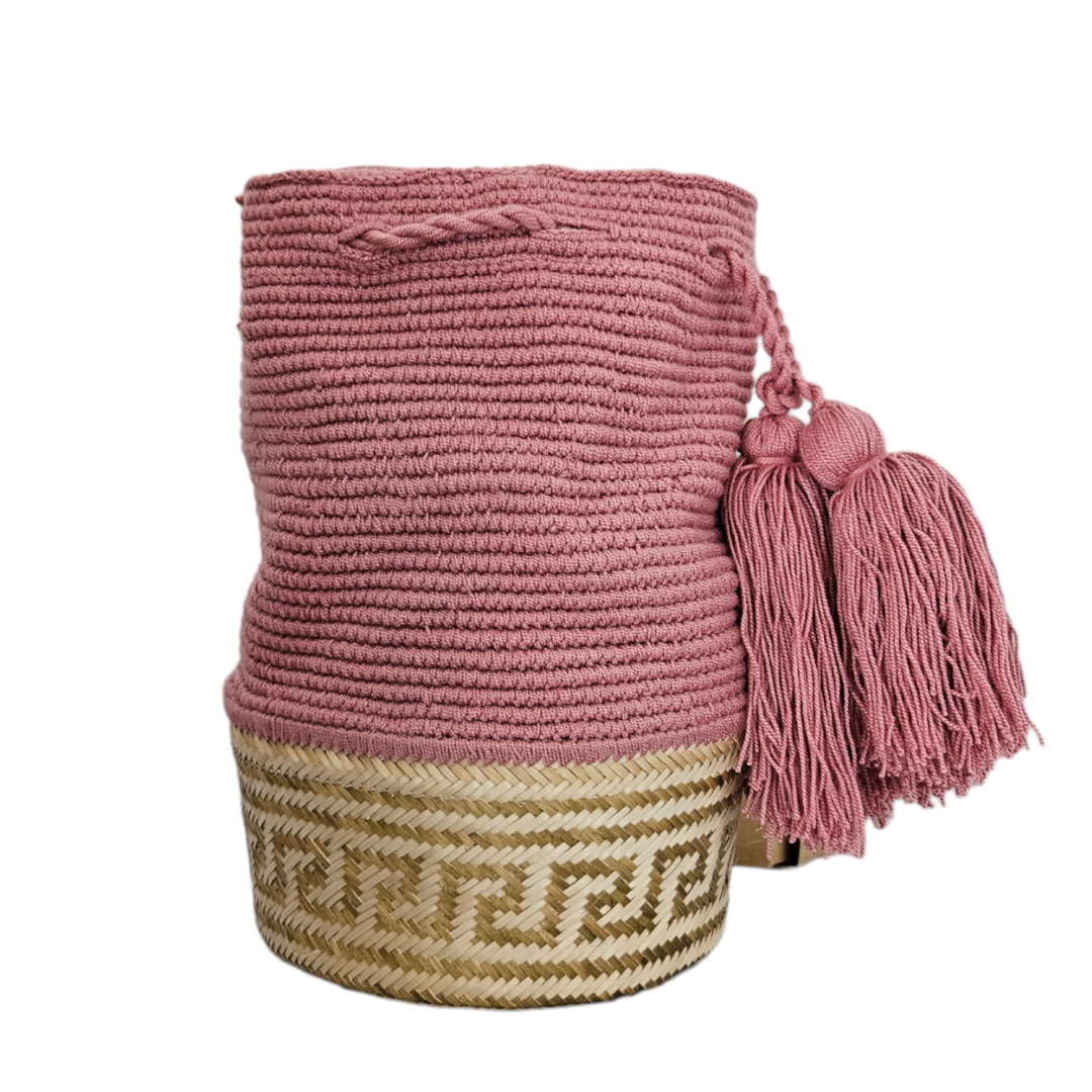 Wayuu Colombian Bag Mochila Women Handmade Basket Design Big Tassels Crossbody Medium Size