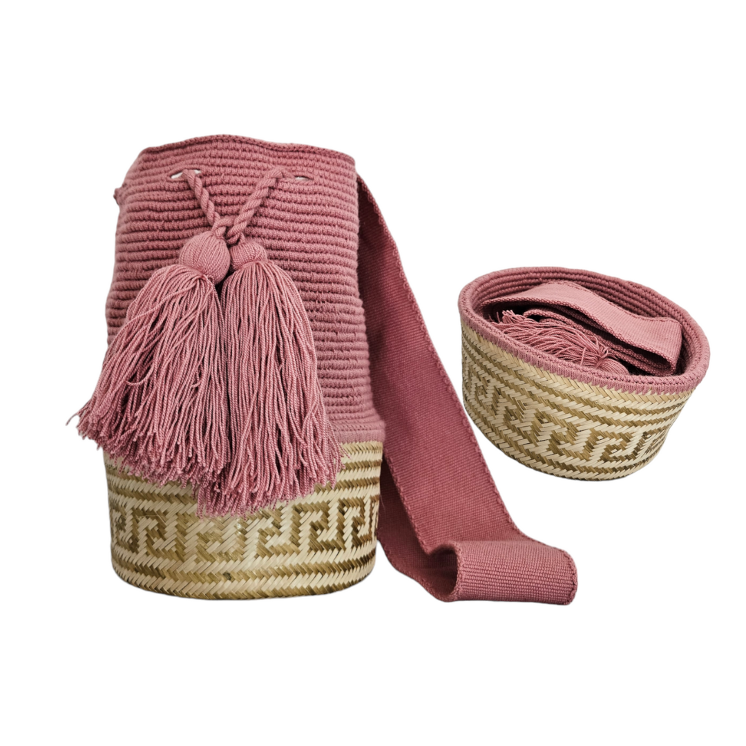 Wayuu Colombian Bag Mochila Women Handmade Basket Design Big Tassels Crossbody Medium Size