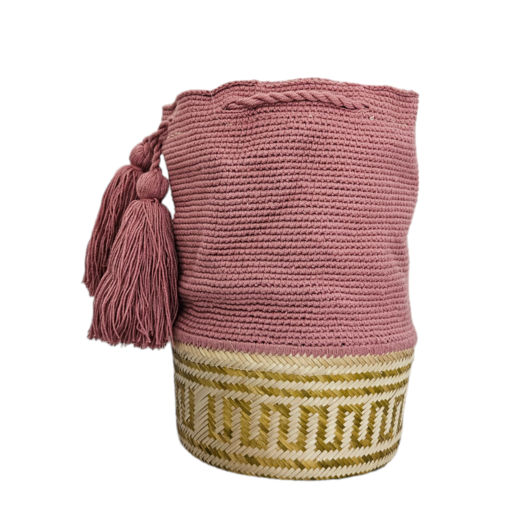 Wayuu Colombian Bag Mochila Women Handmade Basket Design Big Tassels Crossbody Medium Size