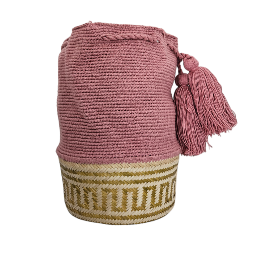 Wayuu Colombian Bag Mochila Women Handmade Basket Design Big Tassels Crossbody Medium Size